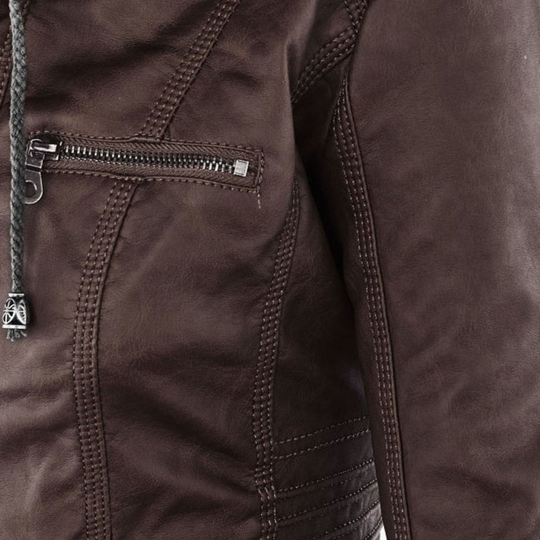 Valentina | Modern Leather Jacket with Hood