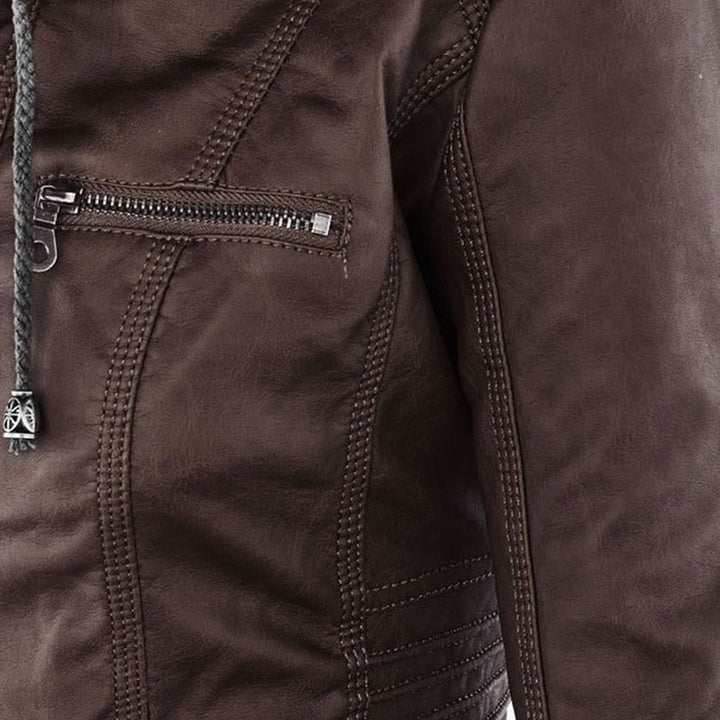 Valentina | Modern Leather Jacket with Hood