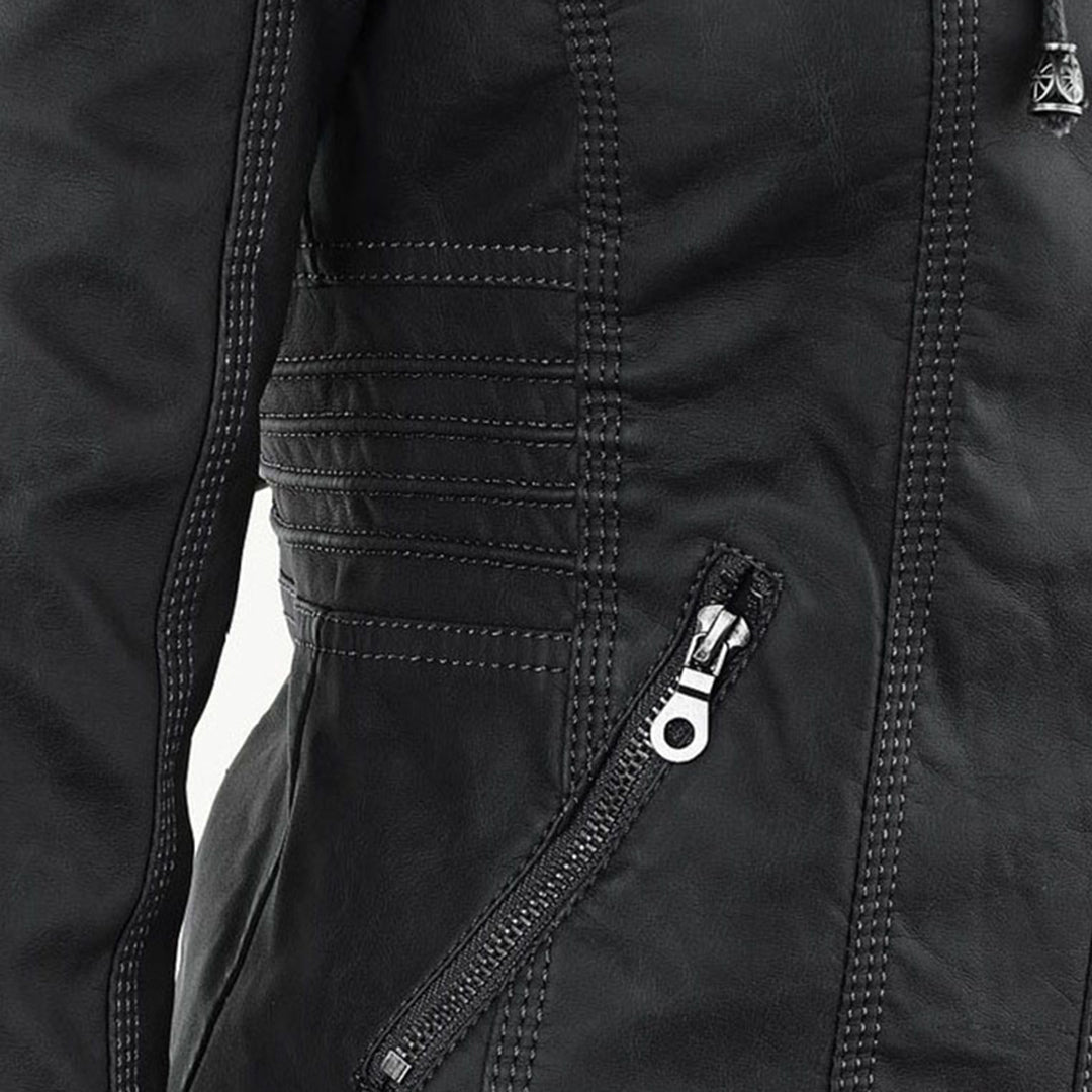 Valentina | Modern Leather Jacket with Hood