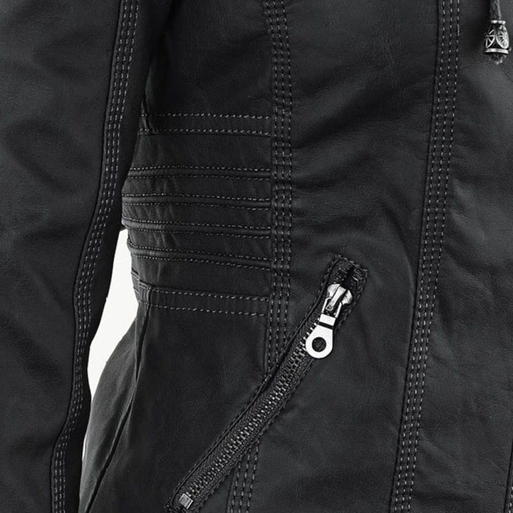 Valentina | Modern Leather Jacket with Hood