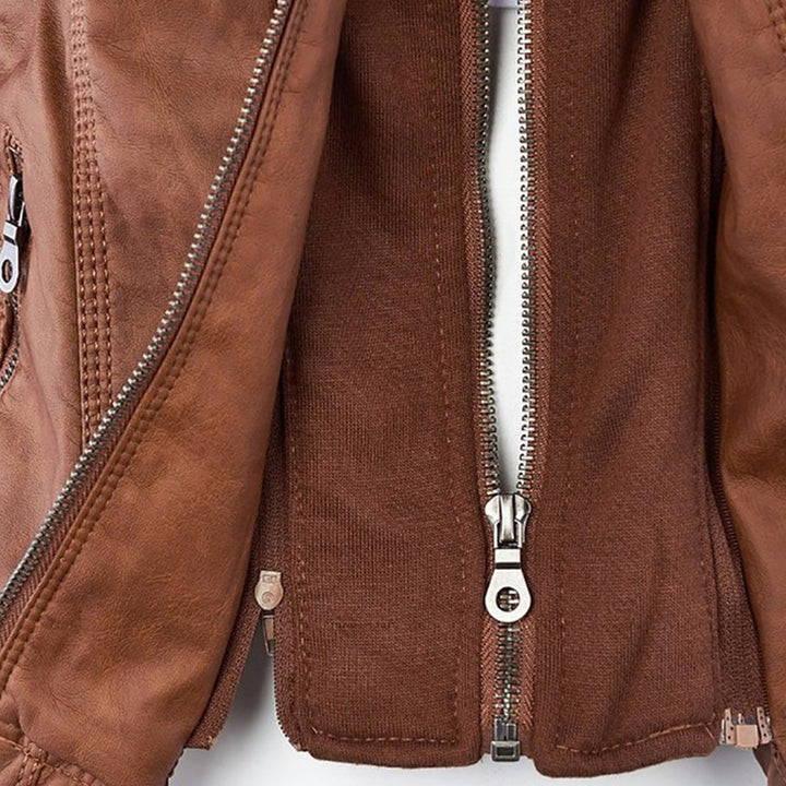 Valentina | Modern Leather Jacket with Hood