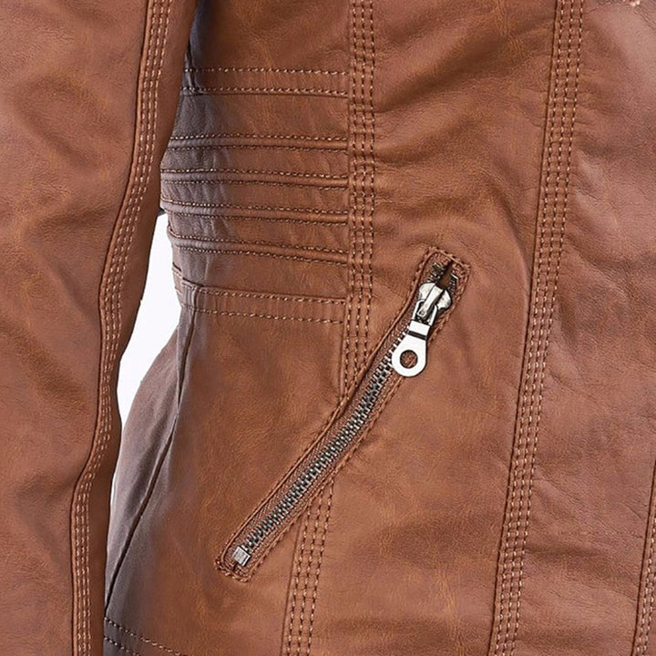 Valentina | Modern Leather Jacket with Hood