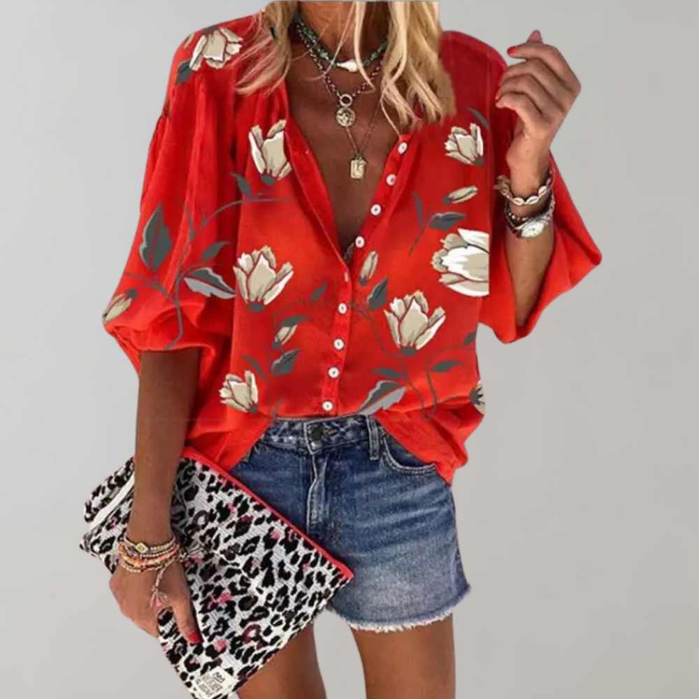 Melian - Blusa con motivo floreale per donne