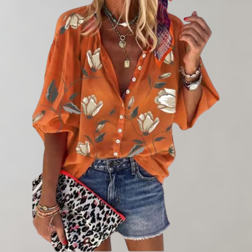 Melian - Blusa con motivo floreale per donne