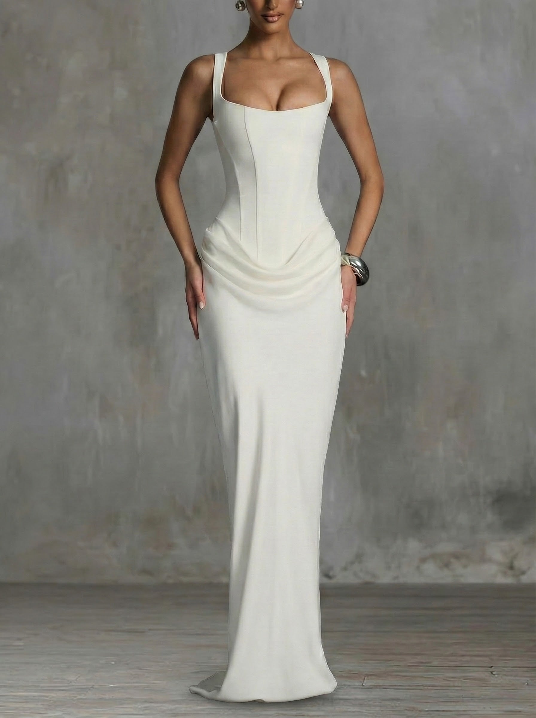 Leonor™ – Abito Maxi Elegante con Scollo Quadrato
