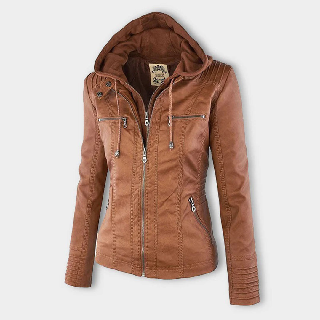 Valentina | Giacca moderna in pelle con cappuccio