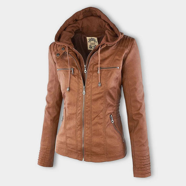 Valentina | Modern Leather Jacket with Hood