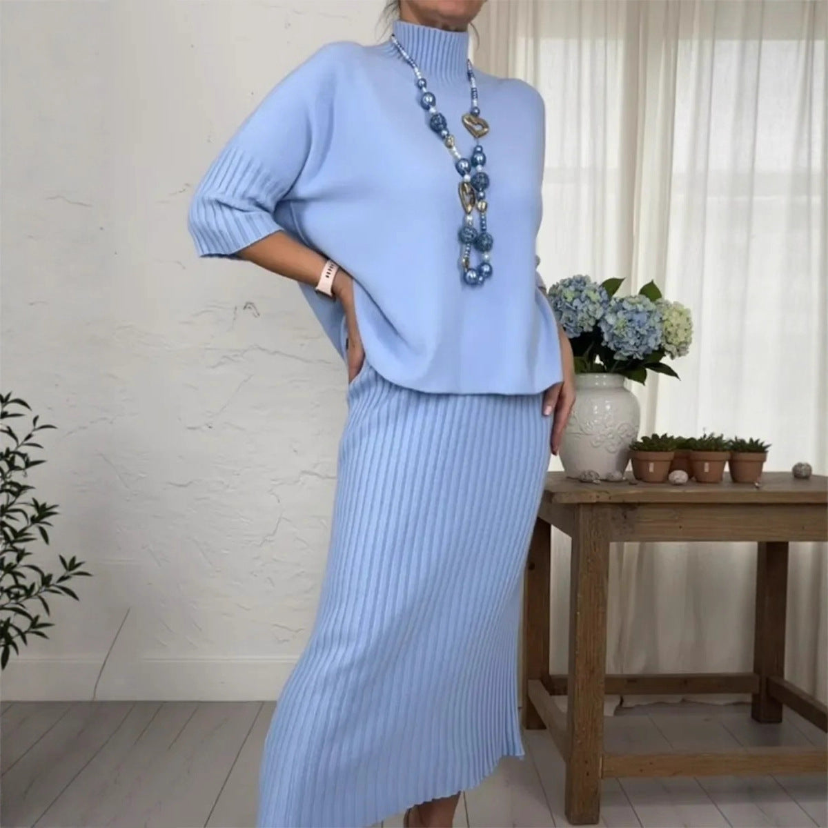 Lidia | Completo Maglia e Gonna a Costine