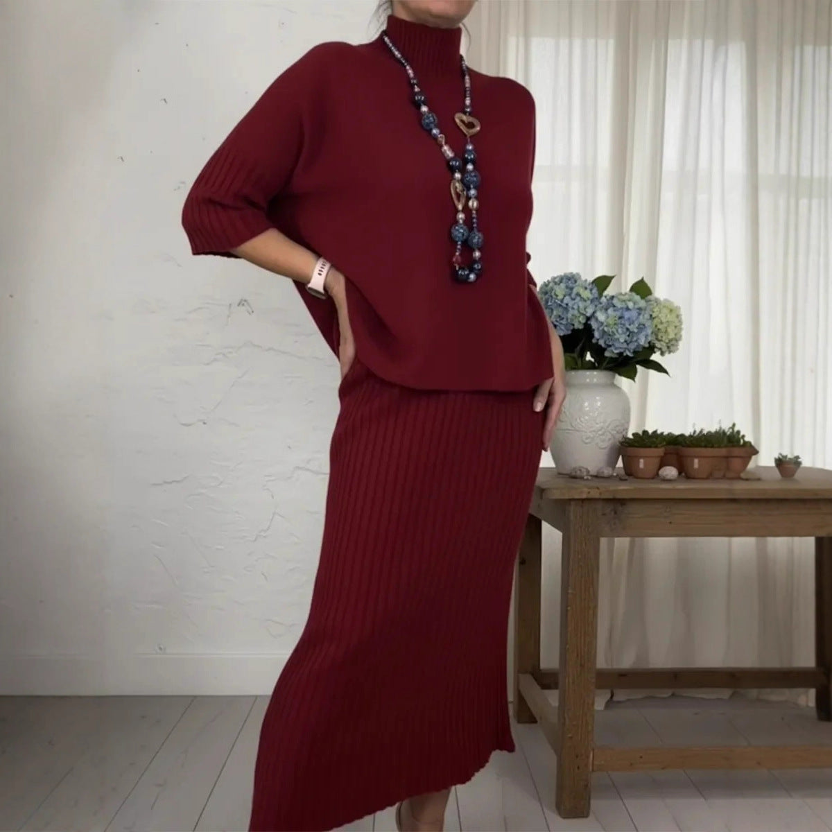 Lidia | Completo Maglia e Gonna a Costine