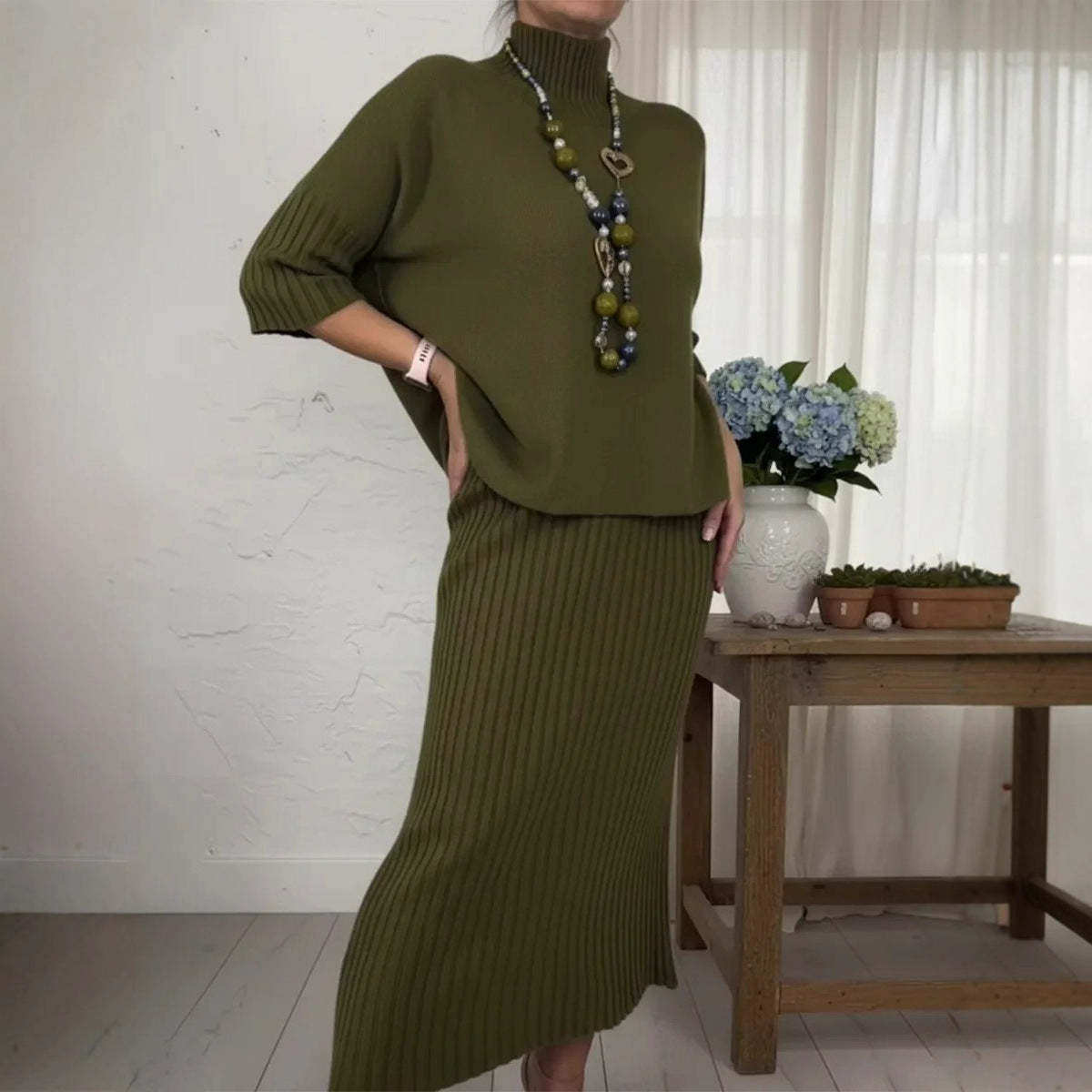 Lidia | Completo Maglia e Gonna a Costine