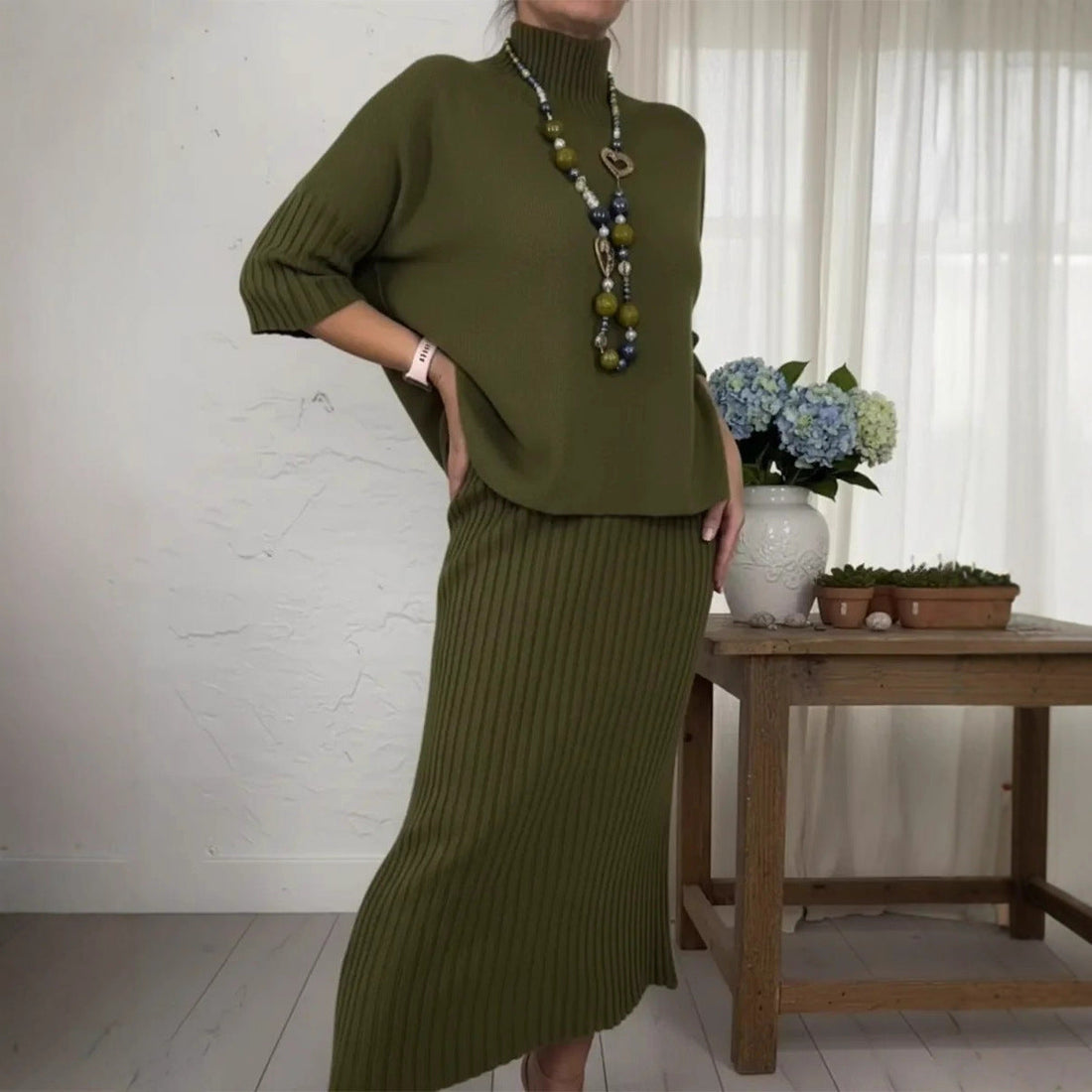 Lidia | Completo Maglia e Gonna a Costine