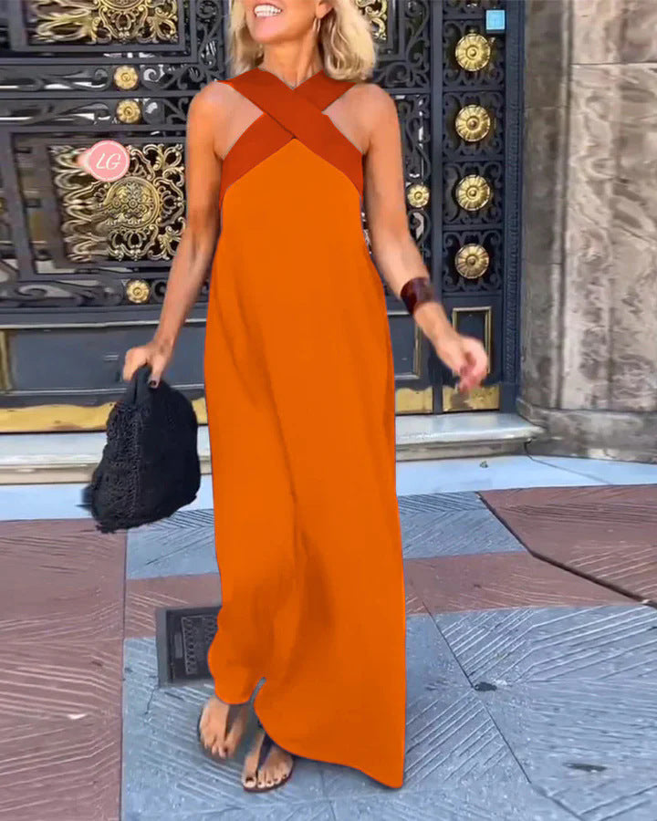 Delphine™ | Abito Lungo con Scollatura Incrociata