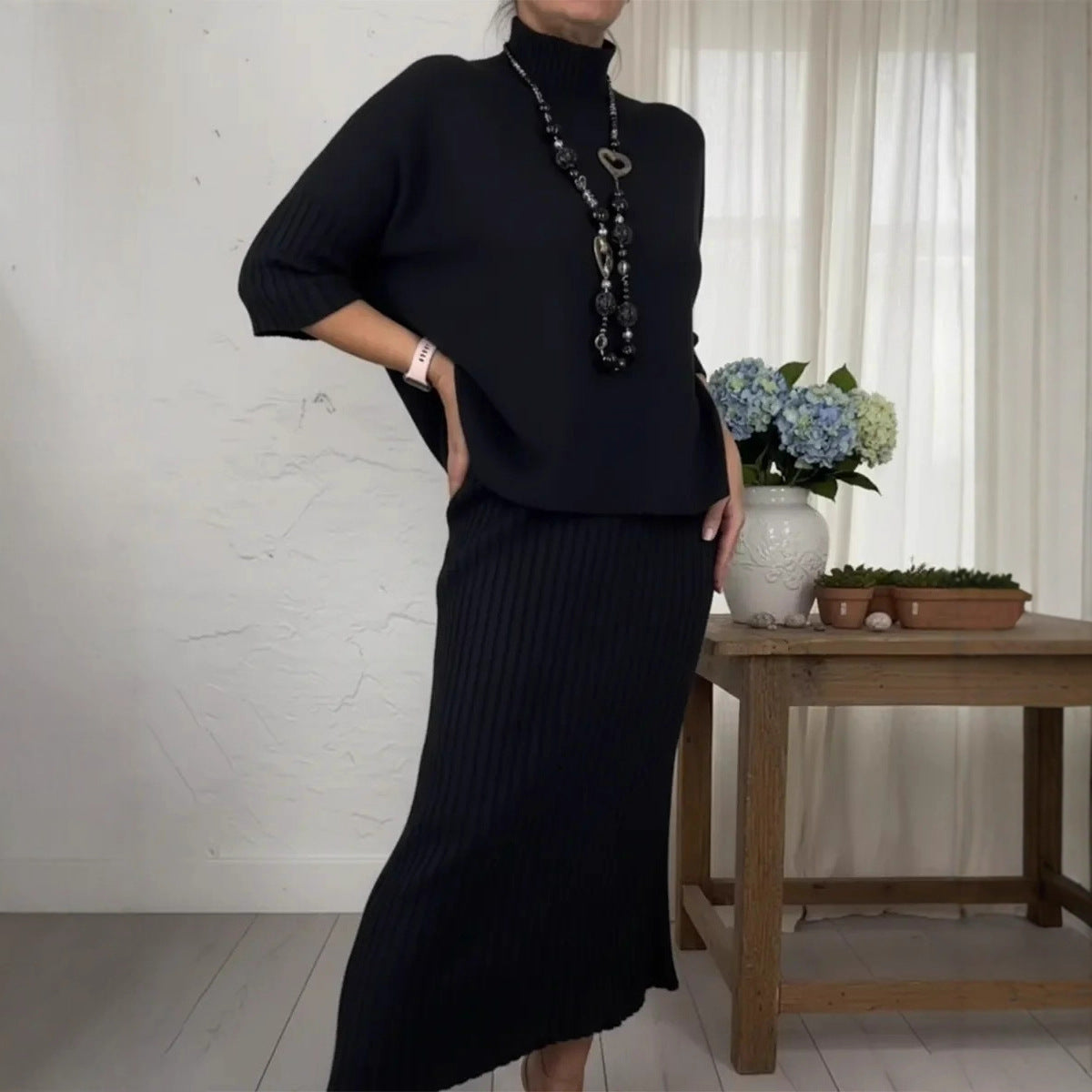Lidia | Completo Maglia e Gonna a Costine