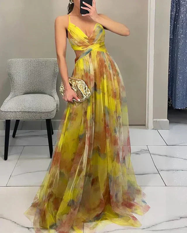 Gwendolyn - Elegante Abito Lungo con Stampa Floreale Donna