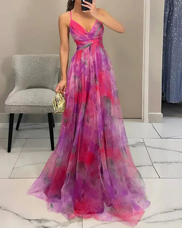 Gwendolyn - Elegant Women's Long Dress with Floral Print