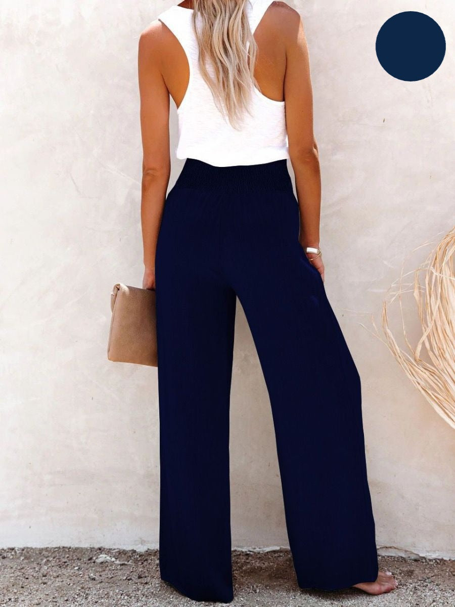 Sophia – High-waisted Cotton & Linen Trousers