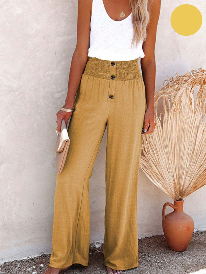 Sophia – High-waisted Cotton & Linen Trousers