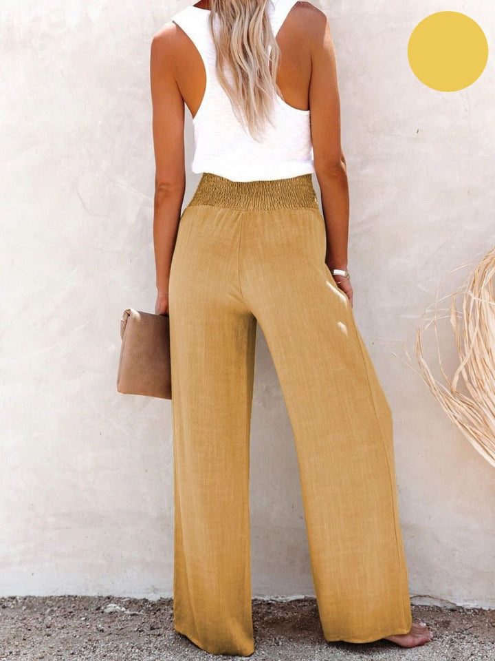 Sophia – High-waisted Cotton & Linen Trousers