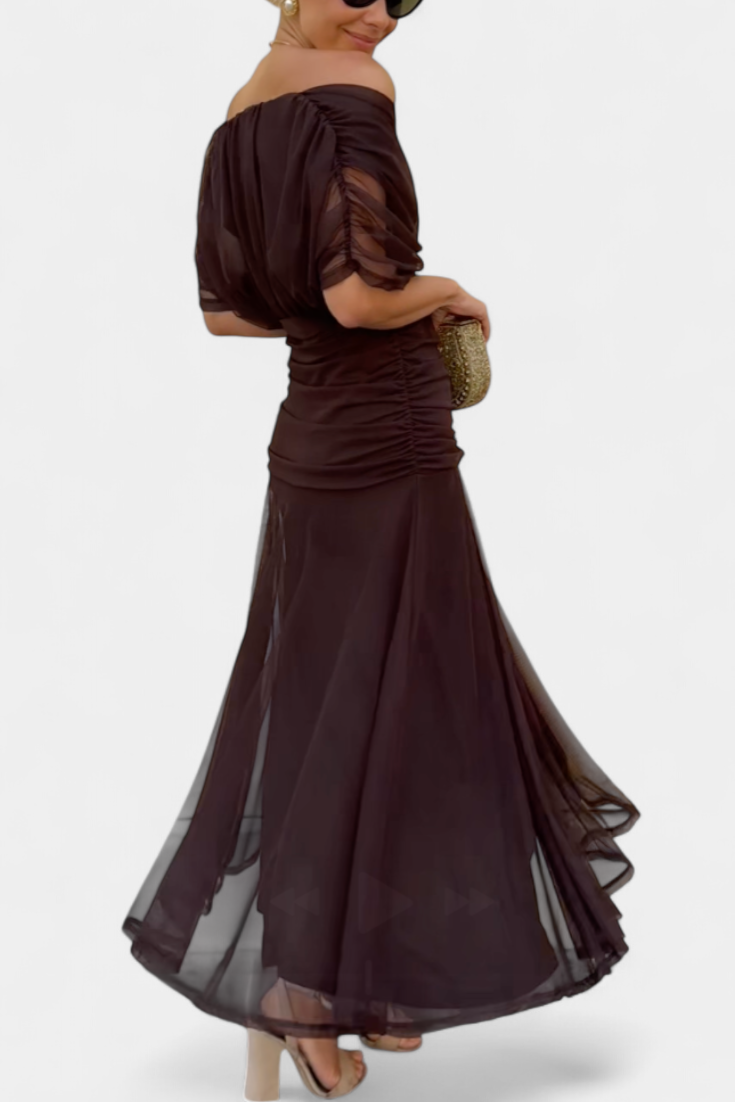 Amarra™ – Abito Lungo Elegante in Chiffon Drappeggiato