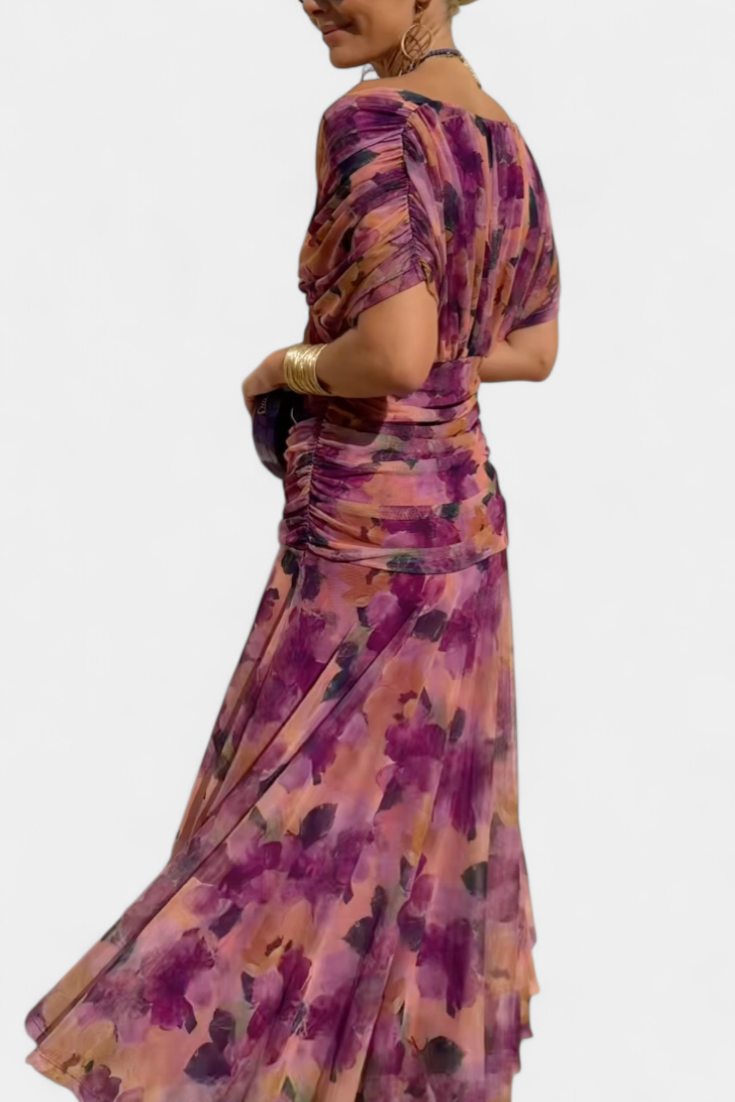 Amarra™ – Abito Lungo Elegante in Chiffon Drappeggiato