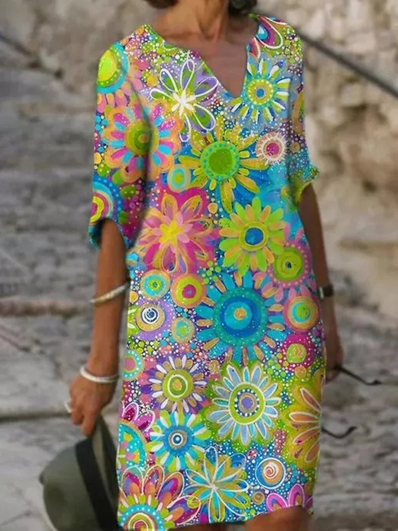 Hannah - V-neck dress with floral print