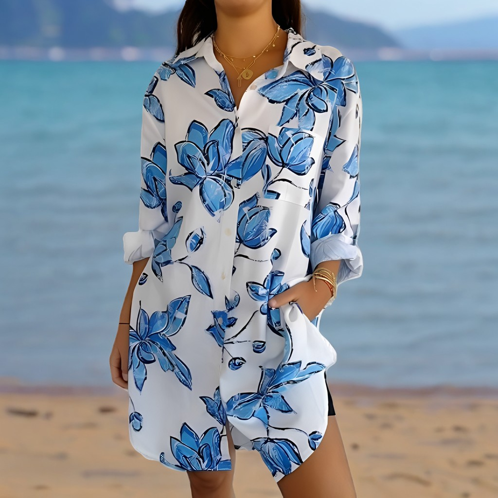 Hollie - Classic printed shirt dress for women