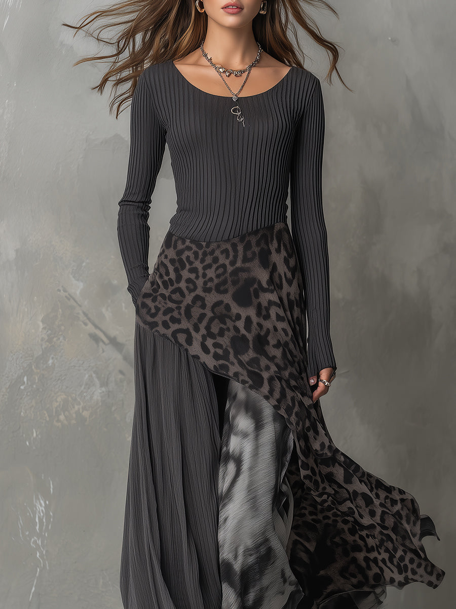 Carmen | Abito maxi boho con stampa leopardata