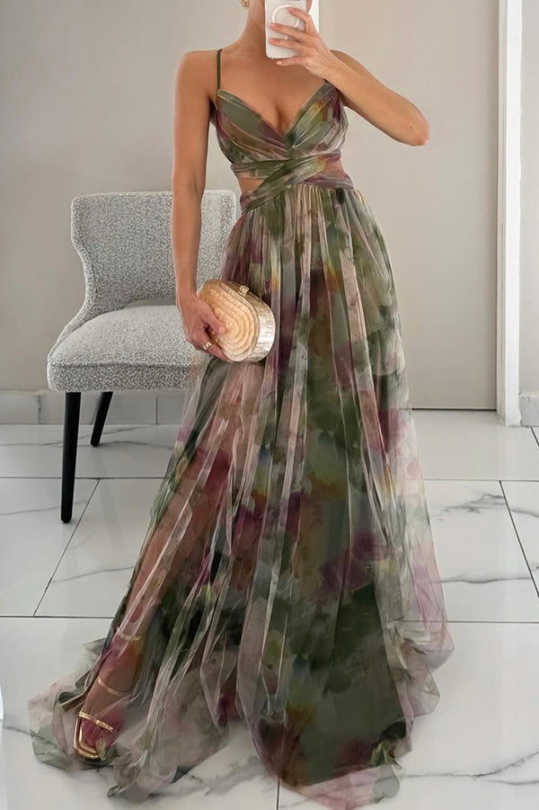 Gwendolyn - Elegante Abito Lungo con Stampa Floreale Donna