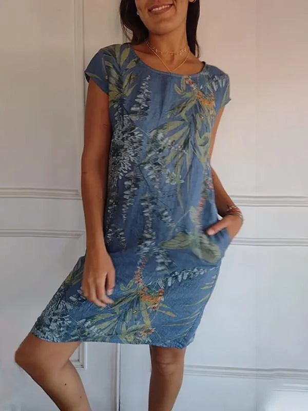 Britt – Printed dress with round neck