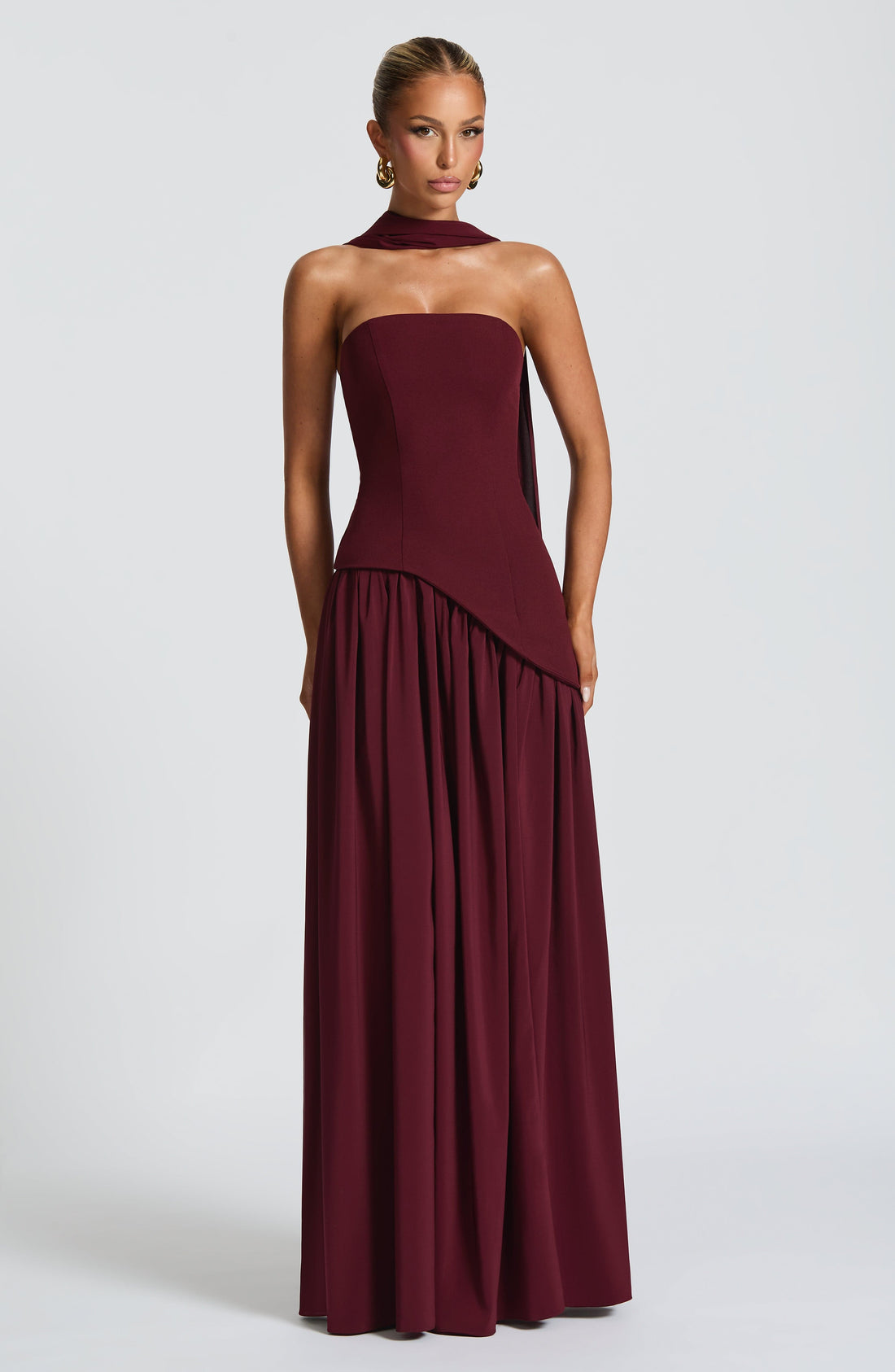 Elara™ | Sculptural Halter Neck Maxi Dress with Deep Slit