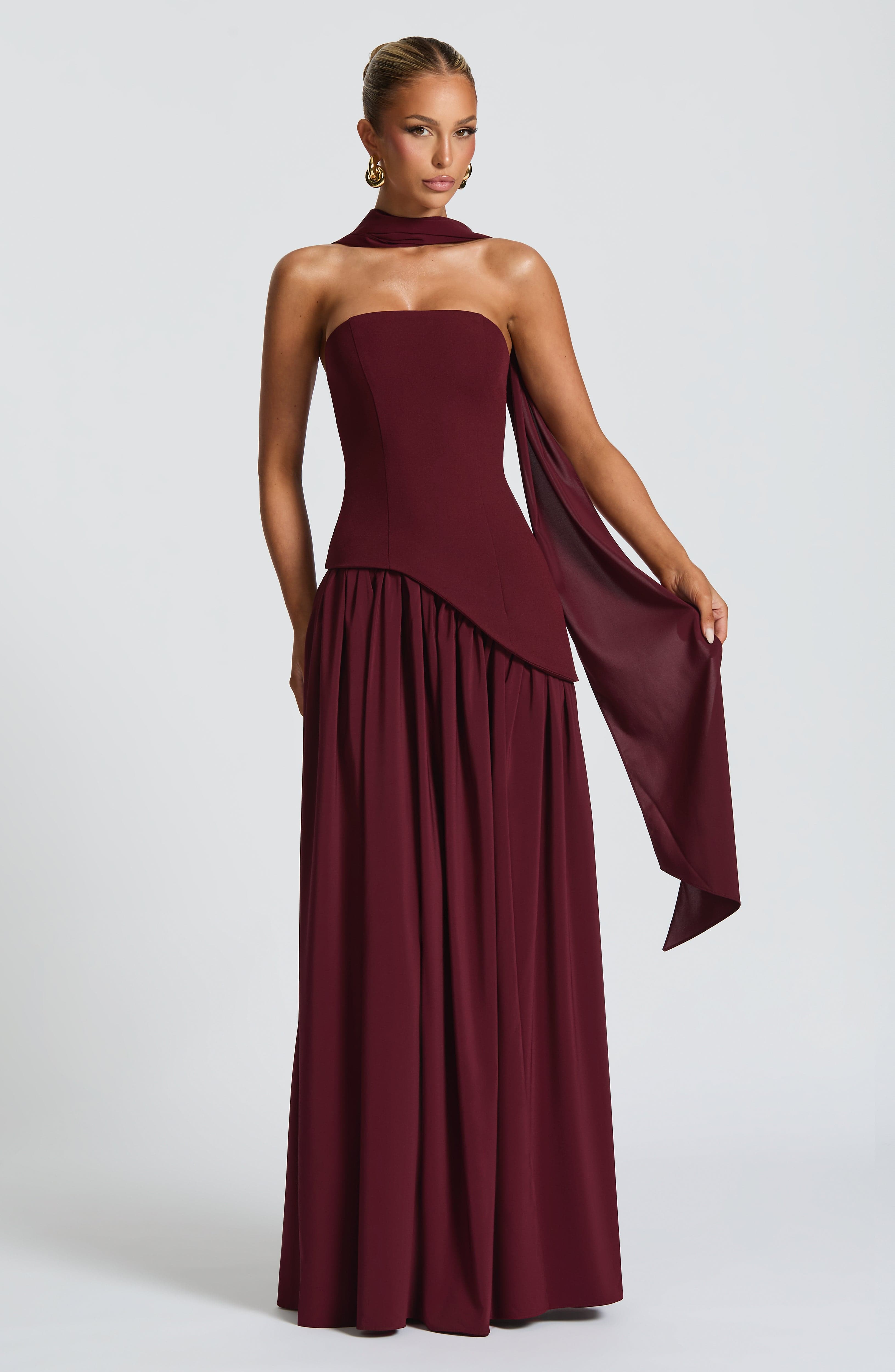 Elara™ | Sculptural Halter Neck Maxi Dress with Deep Slit