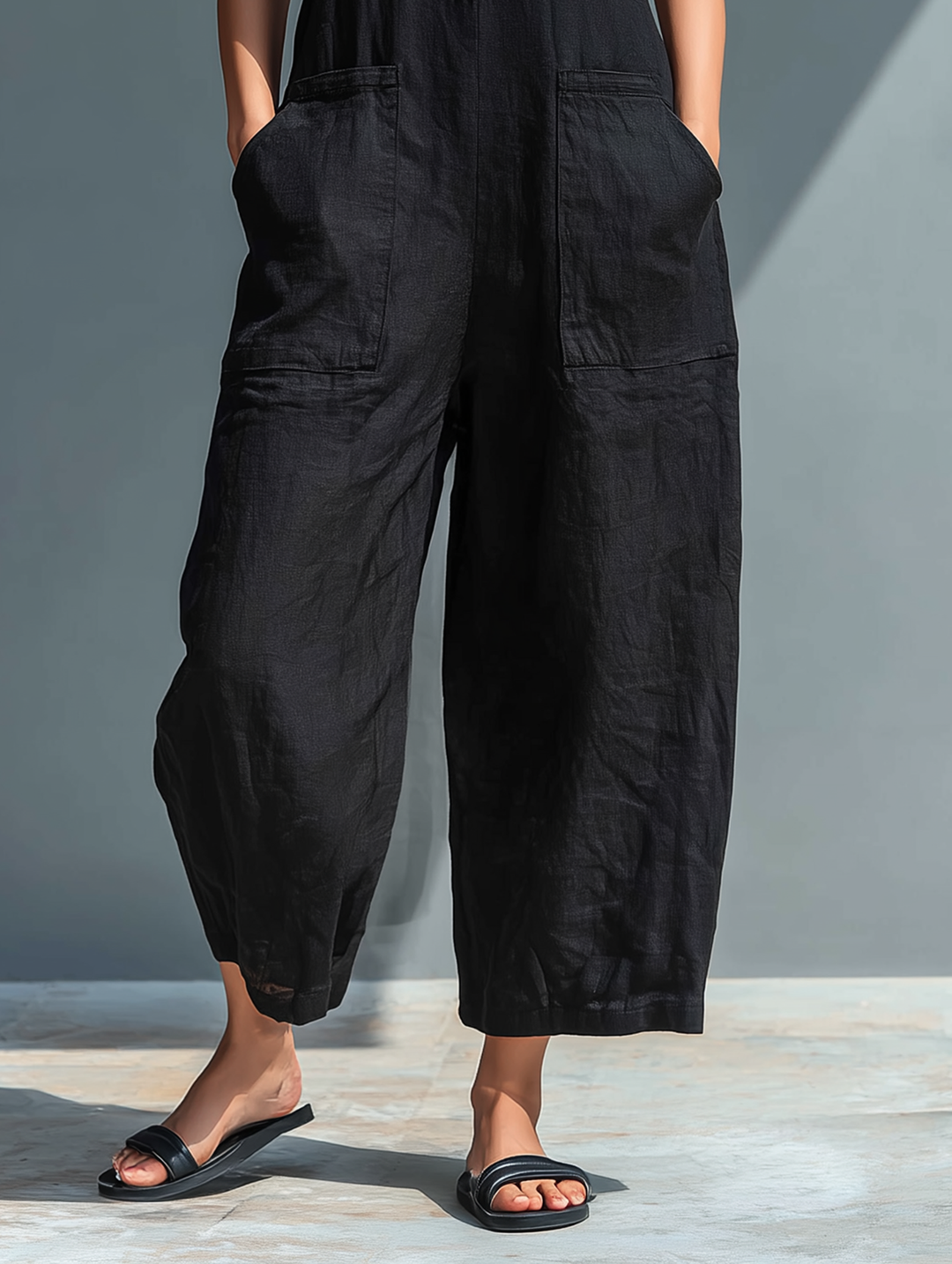 Silvia - Sleeveless Minimalist Linen Blend Jumpsuit