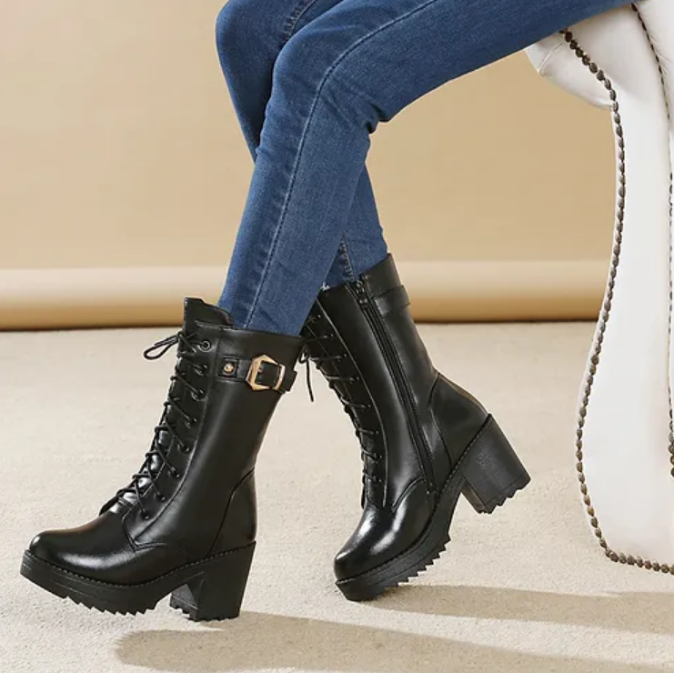 Claudia - Classic black leather winter boots