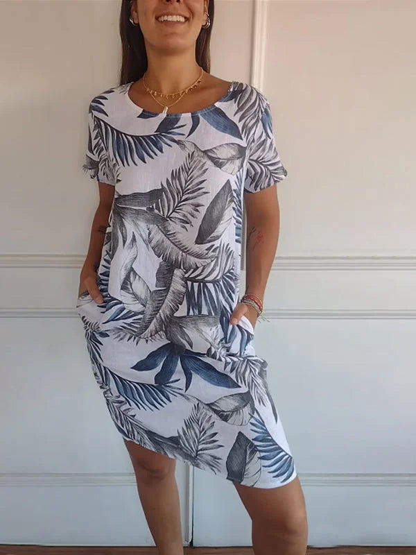 Britt – Printed dress with round neck