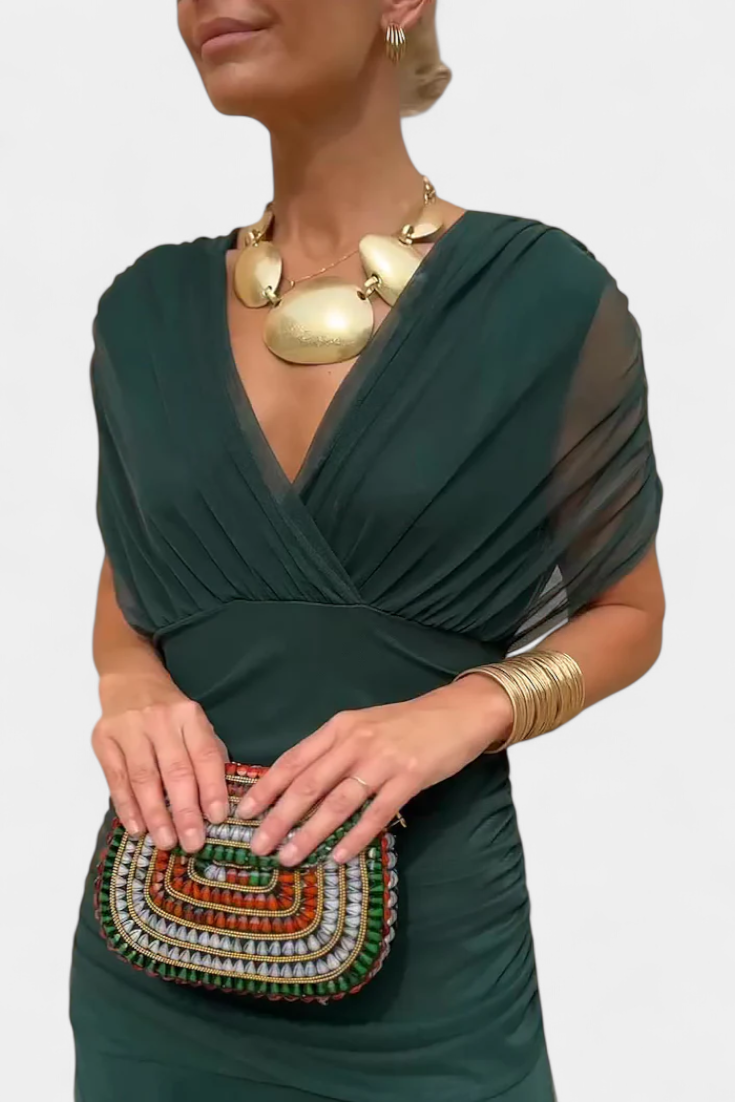 Amarra™ – Abito Lungo Elegante in Chiffon Drappeggiato
