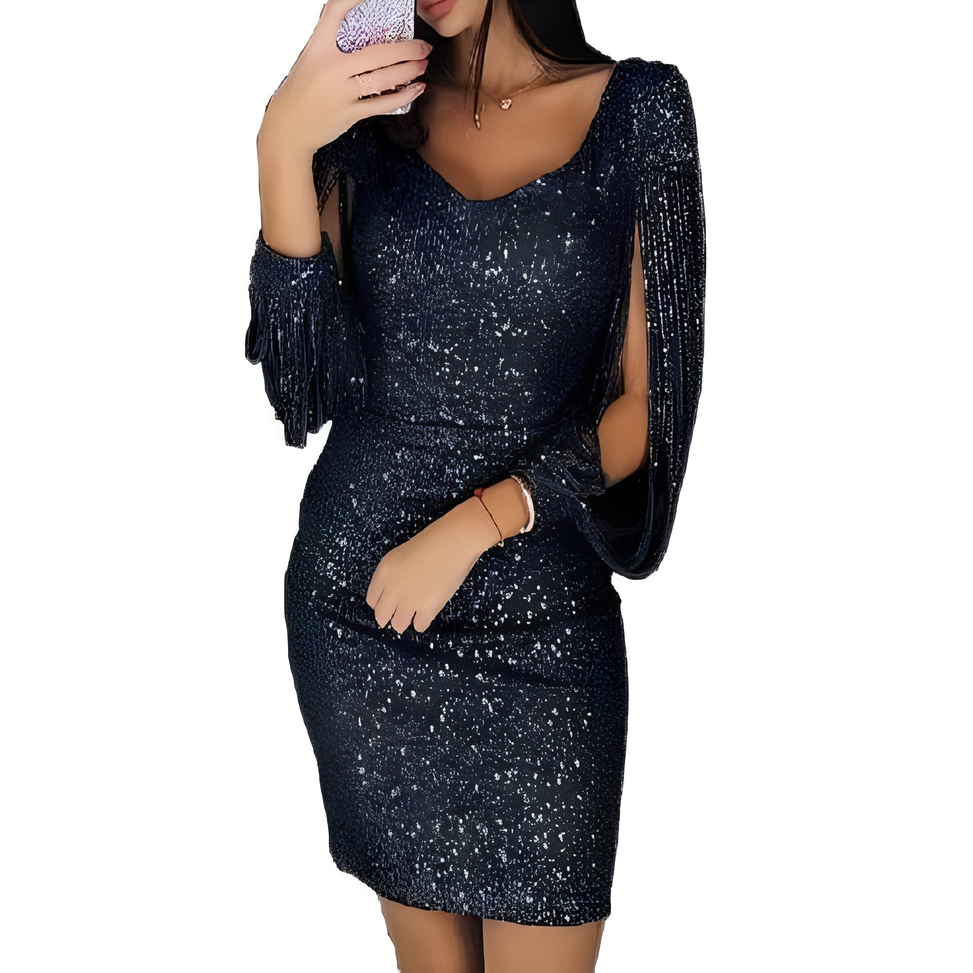 Marianna - Elegante abito da sera luccicante con maniche lunghe per donne