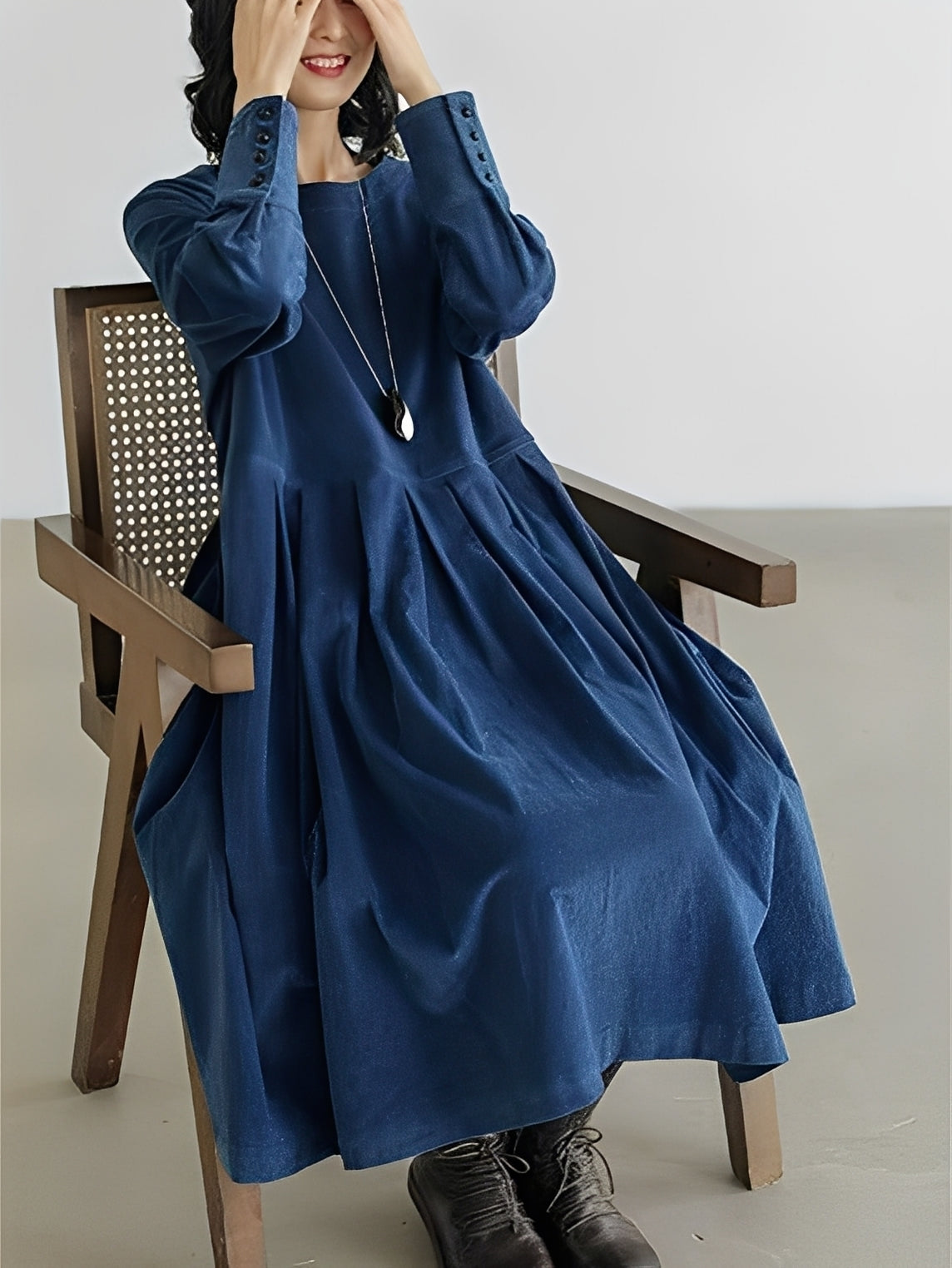 Shyanne - Casual and Comfy Corduroy Dress with Pockets for Women