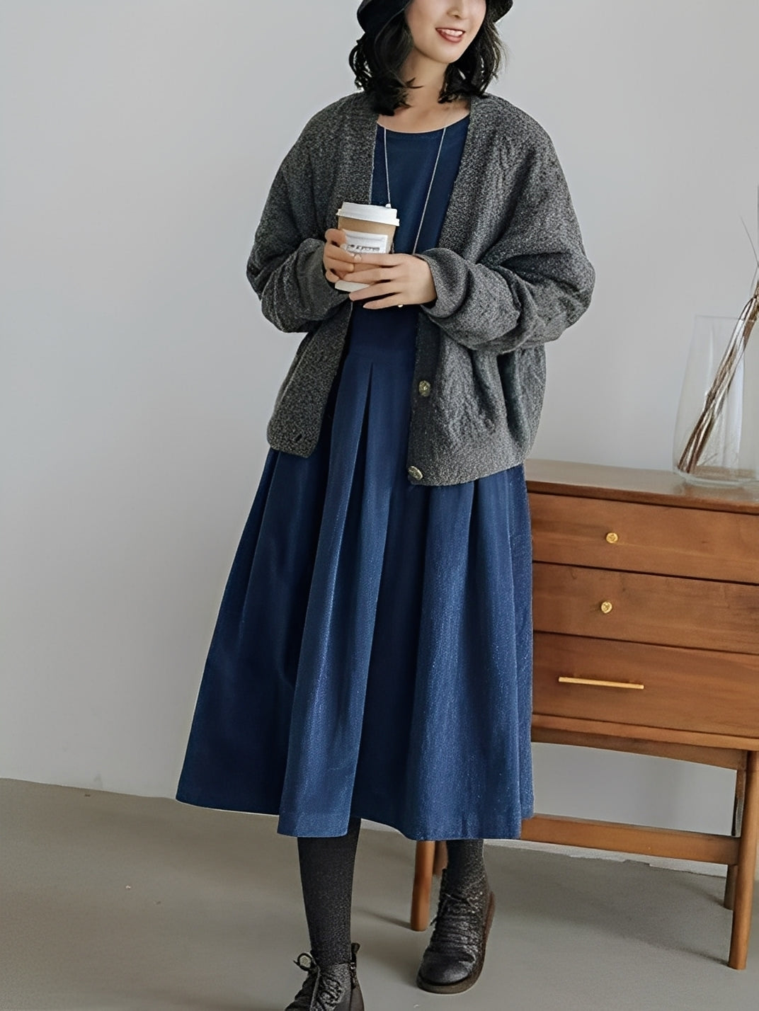 Shyanne - Casual and Comfy Corduroy Dress with Pockets for Women