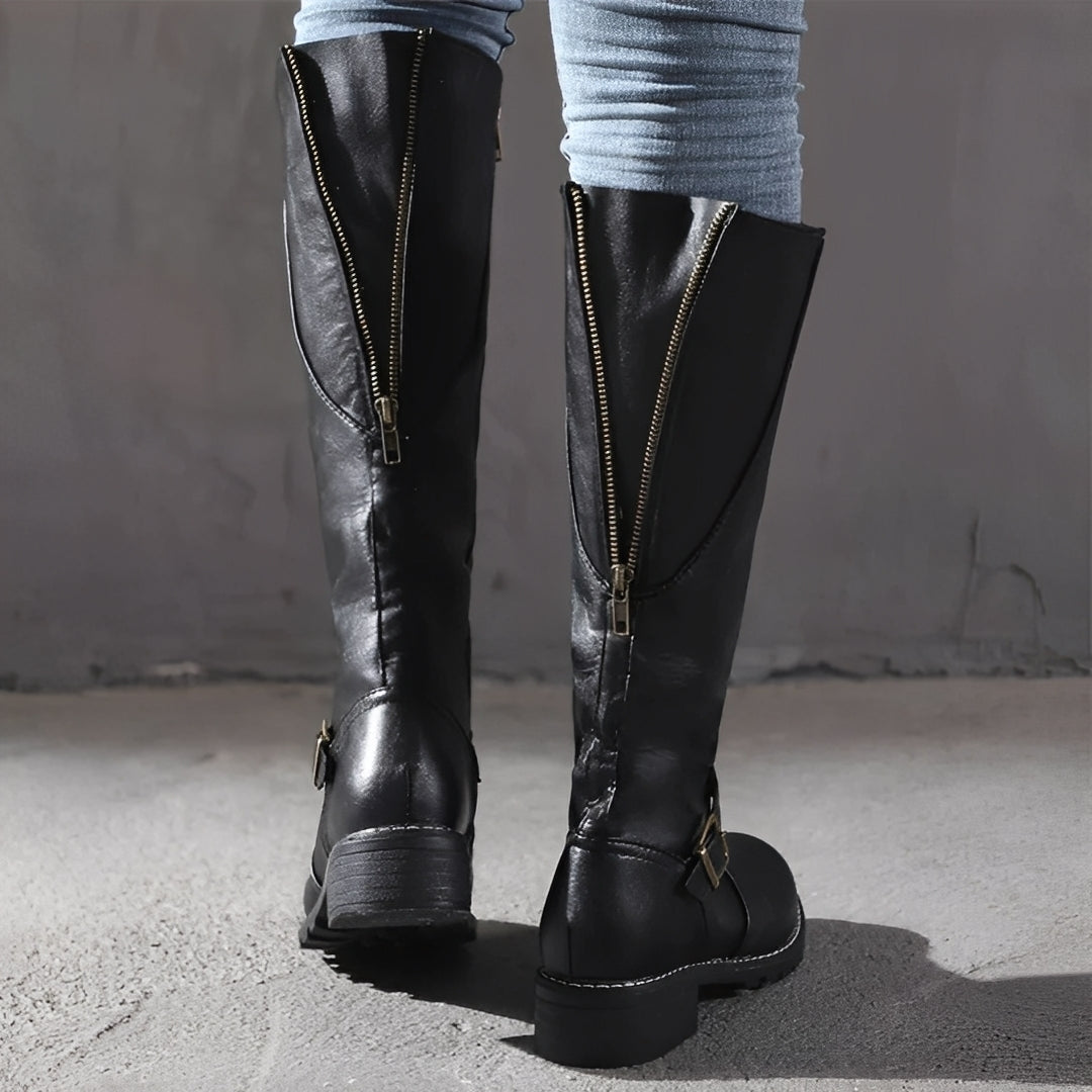Shirlee - Elegant tall boots with buckle for women