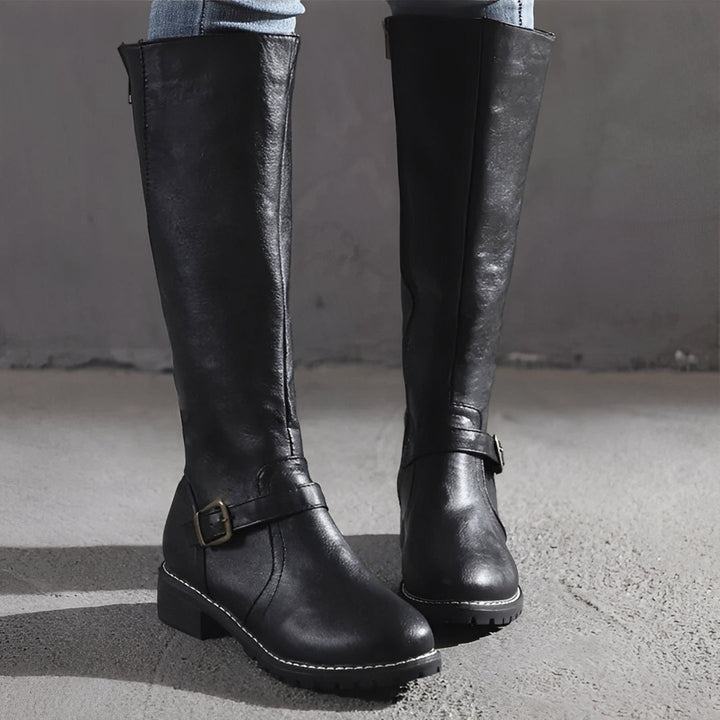 Shirlee - Elegant tall boots with buckle for women