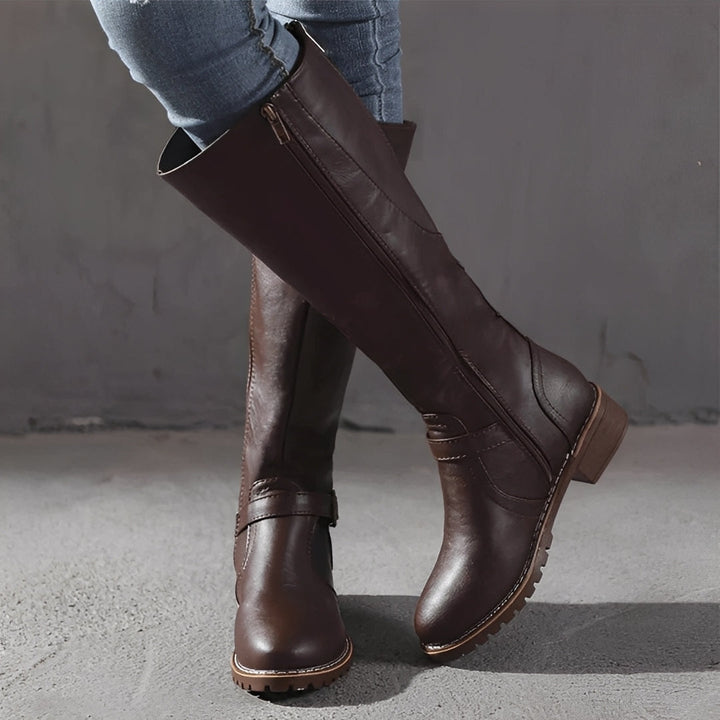 Shirlee - Elegant tall boots with buckle for women