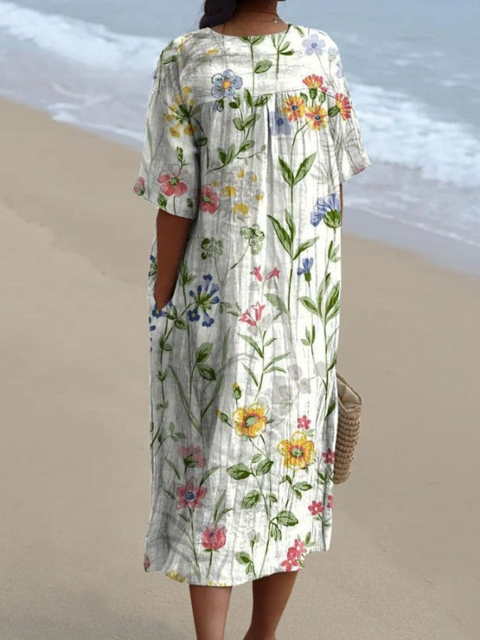 Marisol - Vintage Style Casual Floral Dress