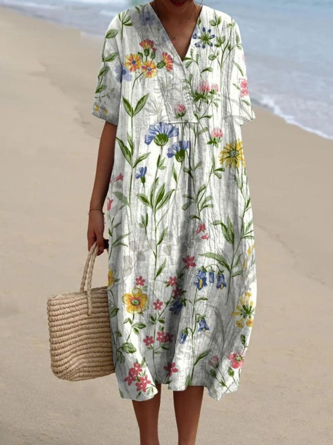 Marisol - Vintage Style Casual Floral Dress