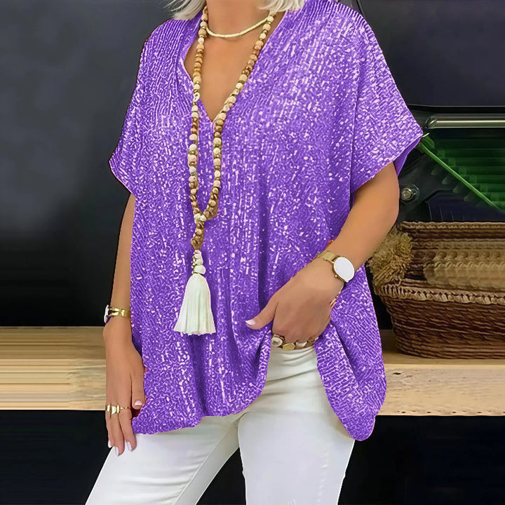 Paola - Sequin V-Neck T-Shirt